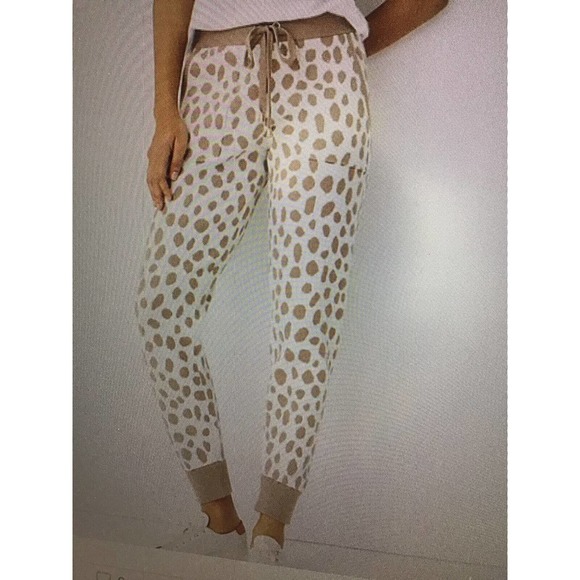 Ann Taylor Cream Taupe Animal Print Sweater Knit Jogger Pants New - Picture 2 of 12